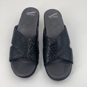 Dansko Black Leather Slide Sandles